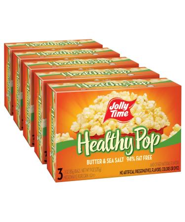 JOLLY TIME Healthy Pop Microwave Popcorn, Low Fat Gluten Free Non-GMO, 4 Pack 3 Count Boxes (Healthy Pop - Butter & Sea Salt)