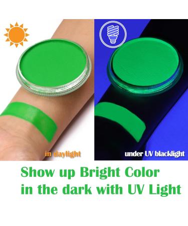 MEICOLY Neon Green Face Paint - Water Activated Glow in the Dark Washable & Non-Toxic Body Paint (1.05oz) - Perfect for Festivals & Parties - Buy Online on GoSupps.com