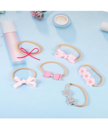WUISOLQP 6 Pcs Baby Girls Flower Headbands - Soft Stretchy Elastic Hairbands for Newborns, Infants, Toddlers - Perfect Christmas Birthday Photography Accessories (Pink) - Buy Online on GoSupps.com