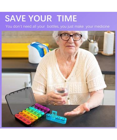 Odaro Weekly Pill Organizer - 4 Times a Day Large Travel Pill Box with 28 Compartments - 7 Day Daily Pill Case for Medicine, Vitamins, and Supplements (Color) - Buy Online on GoSupps.com