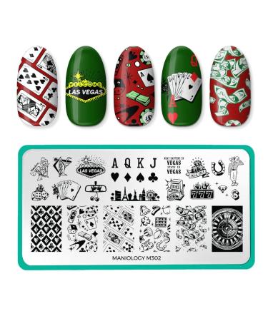 Maniology Viva Las Vegas Nail Stamping Plate Casino-Theme Nail Art Design