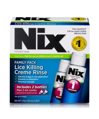 Nix Lice Killing Cr me Rinse Family Pack  2 oz Nix Cr me Rinse and 2 Nit Combs 2 Fl Oz (Pack of 1) Lice Removal Comb