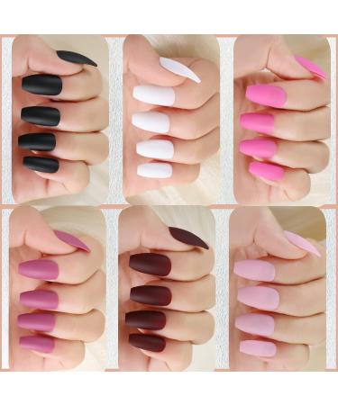 Coffin Gel Nail Tips - 120pcs Half Matte Long Clear Acrylic Ballerina False Nails Press On Soft Gel Full Cover with Glue - 12 Sizes - Buy Online on GoSupps.com