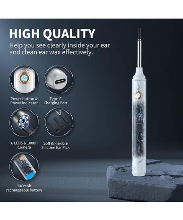 Ear Wax Removal Kit with Camera and Light | 1080P Otoscope | 7 Pcs Ear Set | Ear Cleaning Tool for iPhone & Android Phones - White - Buy Online on GoSupps.com