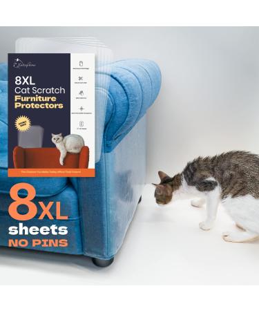 KatSupreme Cat Scratch Couch Protector - XL Sheets, Clear (Almost Invisible), Extra Durable, Easy to Customize, Residue-Free Furniture Protector 8XL Sheets