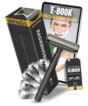 Alehisto Premium Razor Hobel including 10 razor blades and free e-book |Wet razor for men and women with an improved razor head |Environmentally friendly and sustainable shaving without plastic