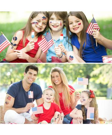 Fanoshon Fourth of July Temporary Tattoos Set - Patriotic Red, White, and Blue American Flag Stickers for Kids & Adults - 12 Sheets 4th of July Party Supplies - Buy Online on GoSupps.com