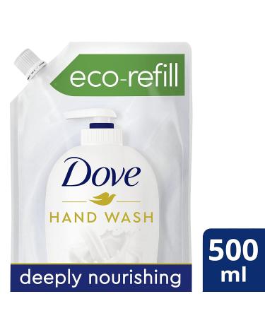 Dove Nourishing Hand Wash Lotion - 500ml Refill Bag (10 Pack) | Rich Care Liquid Soap with 5-Moisture Complex for Soft Well-Groomed Hands | International Shipping Available - Buy Online on GoSupps.com