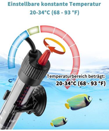 Netonda 100W Aquarium Heater with Thermostat | Adjustable Fish Tank Heating Rod for 60L-120L Aquariums (20-34 C) - Black - Buy Online on GoSupps.com