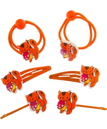 HAARallerliebst 6-Piece Hair Clips Set for Kids - Cute Orange Squirrels in Pink Box | Ideal Hair Ties & Clips for Girls - Buy Online on GoSupps.com