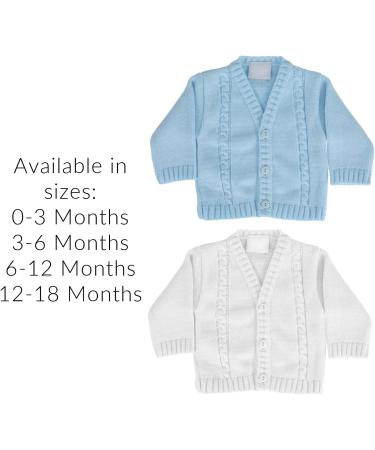 Baby Boys Winter Knitted Cardigan | Cable Knit Knitwear | Made in Portugal | White Newborn 0 Months - Buy Online on GoSupps.com