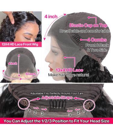 28 Inch Water Wave HD Lace Front Wig | Pre Plucked & Natural Color | 13x4 Wet and Wavy Human Hair Wig for Black Women | 180% Density - Buy Online on GoSupps.com