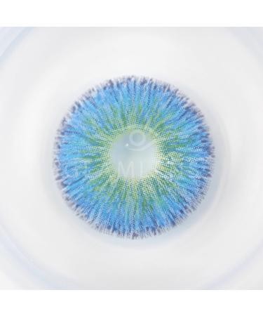Buy Malaga Blue Colored Contact Lenses - Monthly Soft Hydrogel - 2 Lenses & Case - Dioptre 0.0 - Natural Colors Series - Buy Online on GoSupps.com