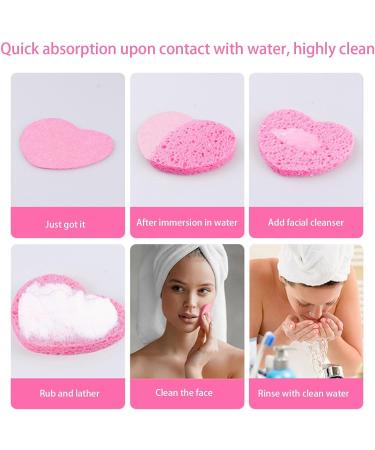 Heart Shaped Face Sponge Cosmetic Spa Sponges Made of Wood Pulp 50 Pieces Facial Cleansing Sponge Compressed Makeup Remover Sponge Facial Cleansing Facial Cleansing Pad Heart Shape Pink - Buy Online on GoSupps.com