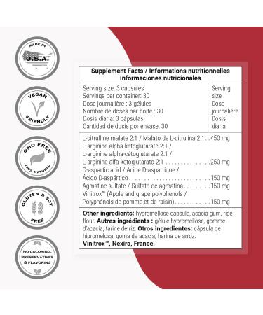 Supersmart - Nitric Oxide Formula (Advanced Formula) - with L-Citrulline Malate, L-Arginine AAKG, Vinitrox - Nitric Oxide Supplement for Men & Women | Non-GMO & Gluten Free - 90 Vegetarian Capsules - Buy Online on GoSupps.com