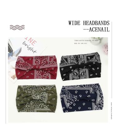 Acenail Wide Headbands - Non Slip Knotted Turban Hairbands for Women - Pack of 4 Floral and Leopard Print Sweatbands - Fashion Hair Accessories - Buy Online on GoSupps.com