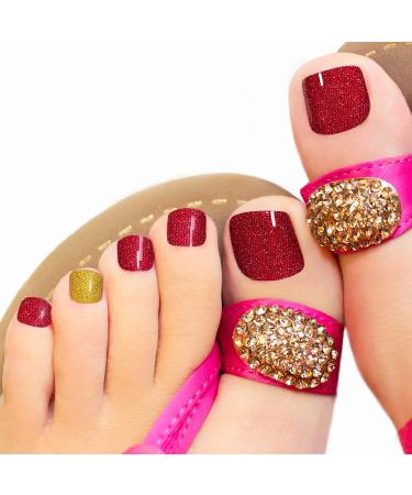 Glitter Toe Nail Wraps - Self-Adhesive Nail Polish Stickers - Solid Color Art Decals - Manicure Kit for Women & Girls - 12 Styles, 2 Nail Files (Chic Colors) - Buy Online on GoSupps.com