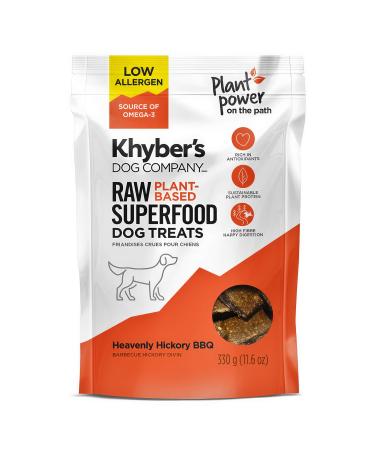 Khyber's - Heavenly Hickory BBQ - Raw Plant-Based Superfood Dog Treats - Vegan - Low Allergen - Soft & Chewy - Source of Omega-3 - Soy Corn Wheat & Preservative Free - 330 g (11.6 oz)