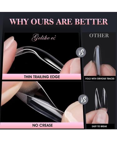Gelike EC 240PCS Soft Gel Nail Tips Kit - Clear Cover Full Nail Extensions - Medium Almond Pre-shaped Acrylic False Gelly Nail Tips - Buy Online on GoSupps.com