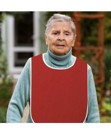 Adult Bibs for Elderly 2pcs Washable Feeding Adult Bib with Crumb Catcher Clothing Protectors for Adult Elderly and Disabled Red - Buy Online on GoSupps.com