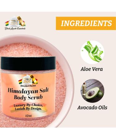 Black Lavish Essentials Himalayan Salt Exfoliating Body Scrub for Women for Men, Moisturizing Aloe Vera Formula for Rejuvenated Skin, Perfectly Blended for Exfoliation and Rejuvenation, 12 oz - Buy Online on GoSupps.com