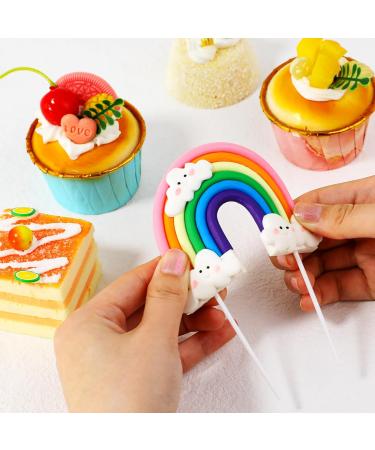 Rainbow Cake Topper Soft Pottery Cute Rainbow Cloud Cake Decorations Colorful Rainbow Cupcake Topper personalized Cake Topper Reusable Happy Birthday Cake Topper Birthday Party Decorations Supplies - Buy Online on GoSupps.com