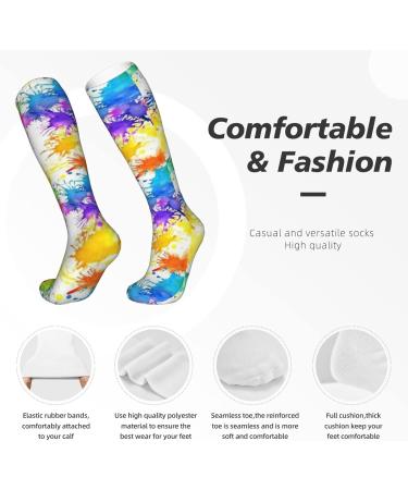 Rainbow Paint Splash Tie Dye Compression Socks for Men & Women - 15-20 mmHg | Perfect Support for Running & Cycling - Buy Online on GoSupps.com