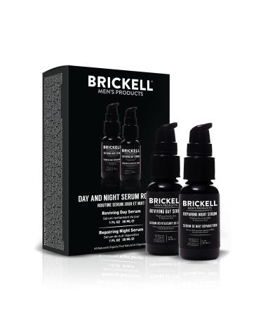 Brickell Men's Day and Night Serum Routine  All Natural and Organic  Unscented