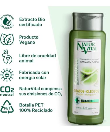  NaturVital NaturVital 6-pack of shampoos for oily sensitive hair paraben and silicone free natural dermatologically tested for atopic and sensitive skin for men and women 6 x 300 ml - Buy Online on GoSupps.com