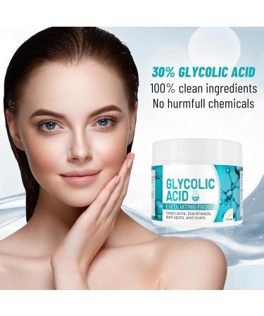 30% Glycolic Acid Pads Wipes for Skin Care Exfoliating Cleansing Face Pore Cleaner Minimizer Acne Treatment Chemical Peel Solution for Dark Spots Breakouts Scars Reduce Wrinkle Fine Lines 100 Pads Natural 50 Count (Pack  - Buy Online on GoSupps.com