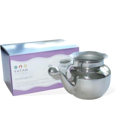 Yatan Neti Pot Kit - Stainless Steel Nasal Rinse Set | Ayurvedic Oil & Rock Salt for Sinus Relief & Congestion - Buy Online on GoSupps.com