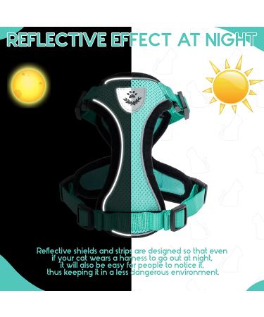 PUPTECK Cat Harness and Leash Set - Adjustable Escape Proof Vest for Small Medium Cats - Retractable Breathable Mesh with Reflective Strips - Green - Buy Online on GoSupps.com