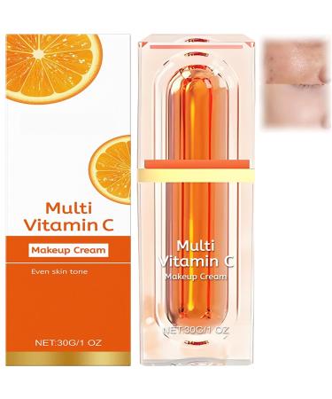 JASUBAI Vitamin C Tone-Up Cream Multi-VC Lightening Moisturizing Light Makeup Base with Moisturizing Concealer for All Skin Types Daily Use Natural Shine (1 Piece)