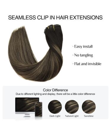 Doores Clip-In Extensions | Real Hair Balayage #1B/6/1B | 18 Inch 110g Remy | Seamless Natural Black to Chestnut Brown - Buy Online on GoSupps.com