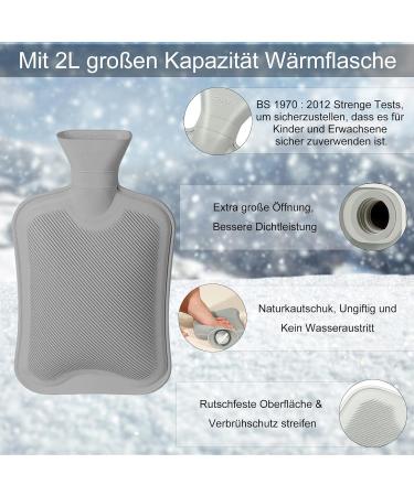 Electricity-Free Foot Warmer | 2L Heated Foot Bottle | Super Soft Winter Heating Mat for Cold Feet - Gray 38x32cm - Buy Online on GoSupps.com