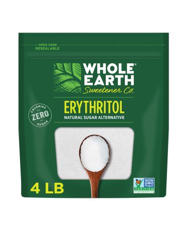 WHOLE EARTH 100% Erythritol Zero Calorie Plant-Based Sugar Alternative, 4 Pound Pouch 4 Pound (Pack of 1)