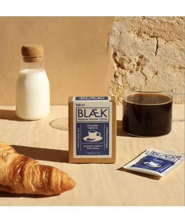 Bl k Specialty Instant Coffee No.1 Blonde Roast - Premium Colombian Arabica Sachets for Home Camping and Office | Acid-Poor & Mild | 1 Series Box - Buy Online on GoSupps.com