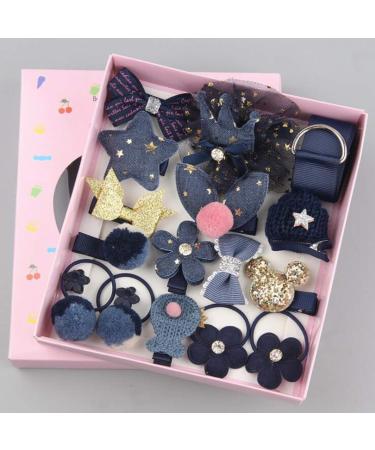 18-part hair clip set for little girls hair ropes hair clips hair accessories for babies girls toddlers children as a birthday present festive gift (navy blau 18 pieces)