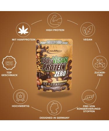 Ironmaxx 100% Vegan Protein Zero - Peanut Chocolate Cookie Dough 500g | Sugar-Free Protein-Rich Powder | Best Vegan Protein Without Aspartame - Buy Online on GoSupps.com