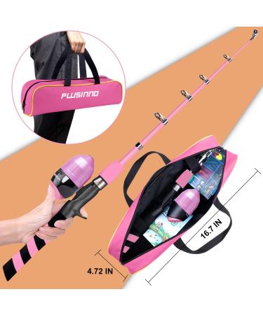 PLUSINNO Kids Fishing Pole Set - Portable Telescopic Rod and Reel Combo Kit with Tackle Box for Boys and Girls - Pink 1.5M - Buy Online on GoSupps.com