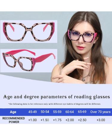 Buy AOOLIA Cat Eye Reading Glasses - Fashionable Anti-Blue Light Glasses for Women & Men - Large Frame Pink 2.5 Diopters - Buy Online on GoSupps.com
