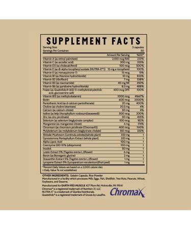 Earth Fed Muscle Morning Ritual Multivitamin for Women Supports General Health & Wellness - Multivitamin with Iron for Immune & Heart Support Daily Vitamin for Women - 30 Day Supply 60 Capsules - Buy Online on GoSupps.com