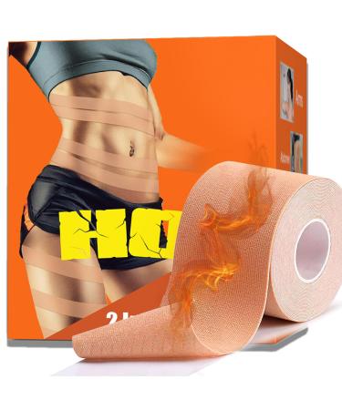 Akissos Heat Hot Kinesiology Tape Pads Pain Relief Patches Multi Purpose Kinesiology Recovery Tapes for Back Shoulder Knee Joint 1 Second Activated Heating 24 Hours Warm 2" Wide 16.5 Feet High