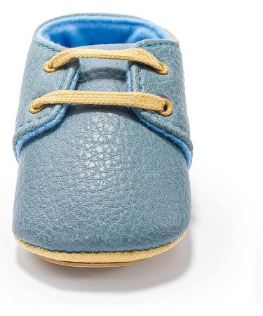 Baby Boys Girls Anti-Slip First Walking Shoes 12-18 Months Blue - PU Leather Oxford Loafer Flats - Buy Online on GoSupps.com