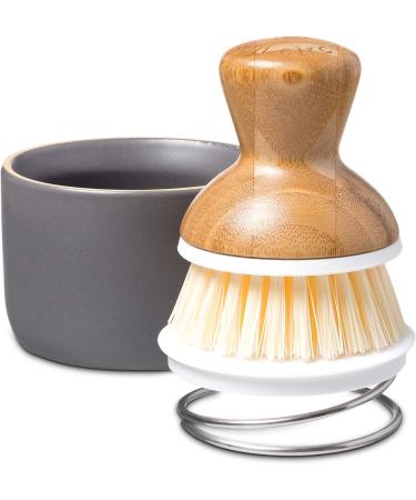 Full Circle Bubble Up Ceramic Soap Dispenser & Bamboo Dish Brush - WhiteGray - Buy Online on GoSupps.com