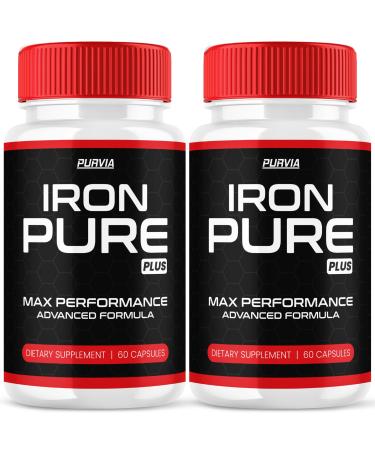 (2 Pack) Iron Pure Pro Capsules Ironpure Supplement For Men Ionpure Energy Pills Performance Booster Fast Acting Workout Fitness Stamina Endurance Lasting Drive Active Health Wellness Vitamins (120ct)