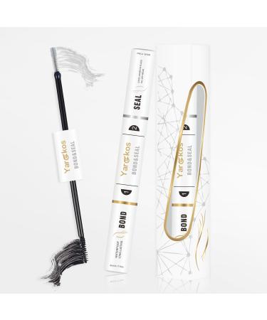 2 in 1 Lash Bond and Seal Glue(5ml+5ml) Eye Lashes Glue for Individual DIY Cluster Extensions Waterproof Eyelashes Adhesive with Mascara Wand Super Strong Hold 48-72 Hours White
