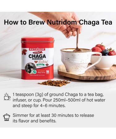Nutridom Canadian Chaga Mushroom Tea Grind Pebbles Wild-Harvested Hand-Picked 160 g - Buy Online on GoSupps.com