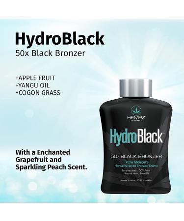 Hempz Hydroblack 50X Black Bronzer 13.5 Fl Oz - Herbal Moisturizing Self Tanner for Tanning Beds, Beach & Sun - Buy Online on GoSupps.com