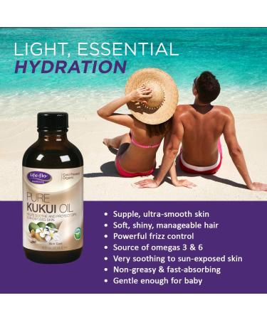 Life-Flo Organic Kukui Oil | Cold-Pressed Moisturizer for Face, Body & Hair | Soothes Dry, Sun-Exposed Skin | 4oz - Buy Online on GoSupps.com